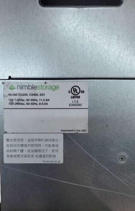 Nimble Storage CS200,400,ES1 3U 16x 3.5" Array, 2x SAS Controllers ES-1