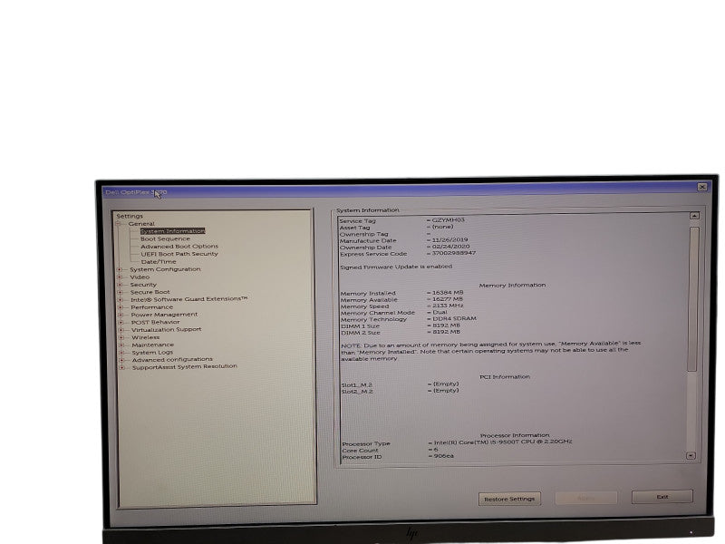 DELL OPTIPLEX 3070 MICRO i5 - 9500T@  2.20GHz 16GB DDR4 Ram Qθ