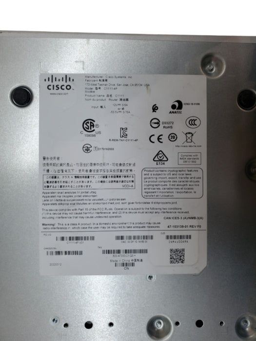 Cisco ISR 1100 Series C1111-4P V01 Services Integrated Router Q