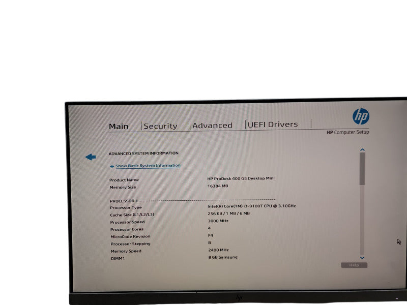 HP ProDesk 400 G5 Mini i3 - 9100T @ 3.10GHz 16GB DDR4 Ram Qθ