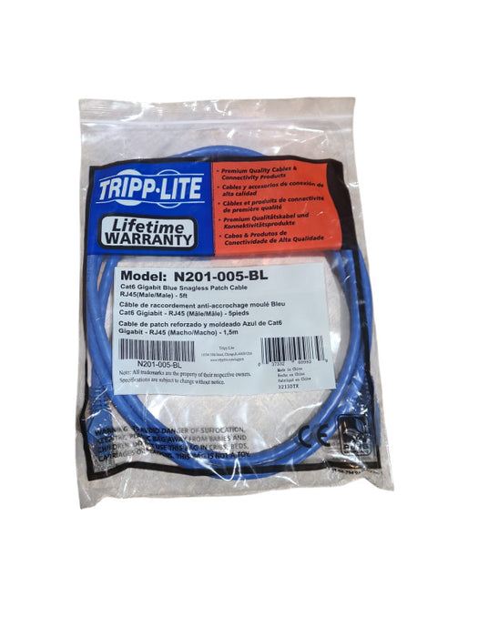 Tripp Lite N201-005-BL 5ft Cat6 Gigabit Cable RJ45 Q