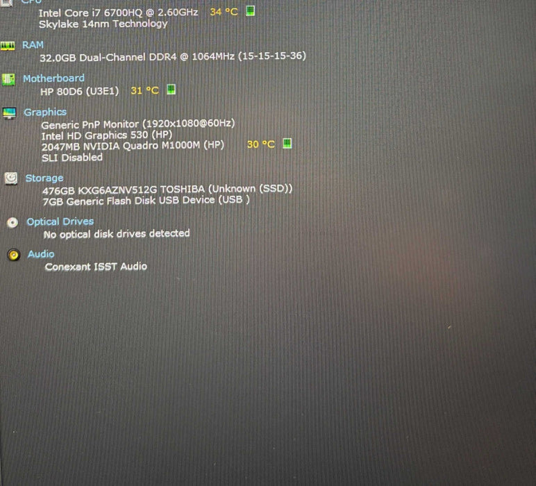 HP ZBook 17 G3  i7-6700HQ@2.6GHz QUADRO M1000M 2GB GPU 32GB RAM 512SSD READ  Lap200