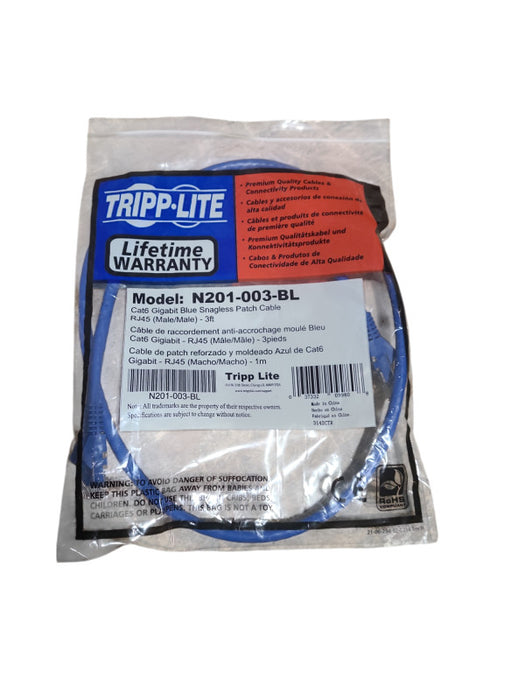 Tripp Lite N201-003-BL 3ft Cat6 Gigabit Cable RJ45 Q
