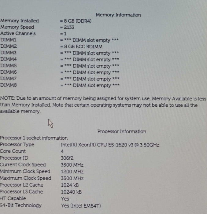 Dell Precision T5810 - Xeon E5-1620 v3, 8GB DDR4, Quadro K620, 685W PSU
