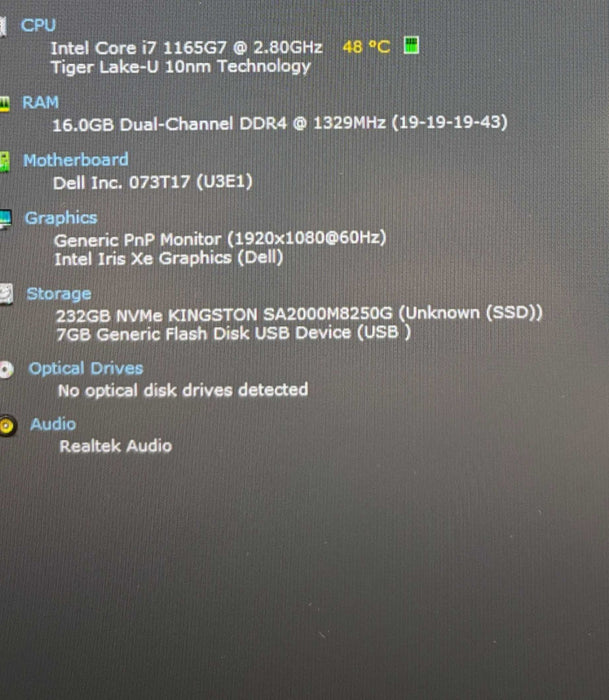 Dell Latitude 5520 Core i7-1165G7@2.8GHz 16GB RAM 256GB SSD READ!  Lap200