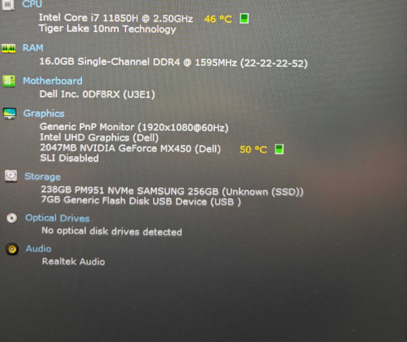 Dell Latitude 5421 i7-11850H GeForce MX450 2GB GPU 16GB RAM 256GB SSD READ!  Lap200