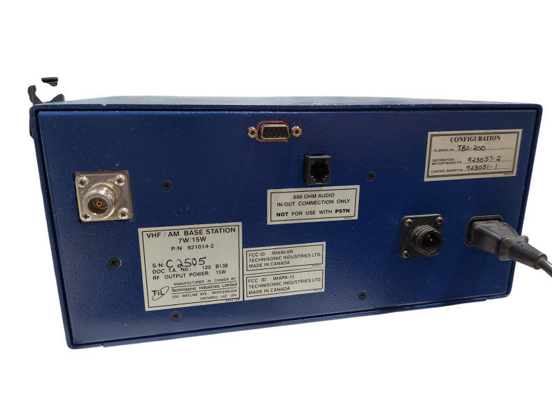 Technisonic Industries Limited VHF / AM Base Station 7W / 15W PN: 921014.2 =