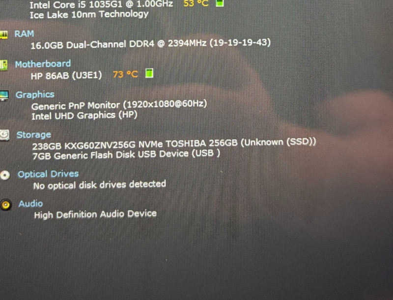 HP Pavilion 15 TOUCH Core i5-1035G1@1Ghz 16GB RAM 256GB SSD READ  Lap200