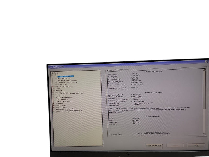 Dell OptiPlex 3070 SFF i5 - 9500 @ 3.00GHz 16GB DDR4 Ram  Qθ