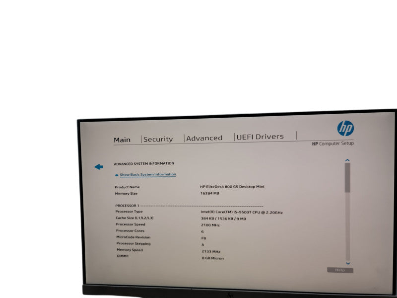 HP EliteDesk 800 G5 Mini i5 - 9500T @ 2.20GHz 16GB DDR4 Ram θ