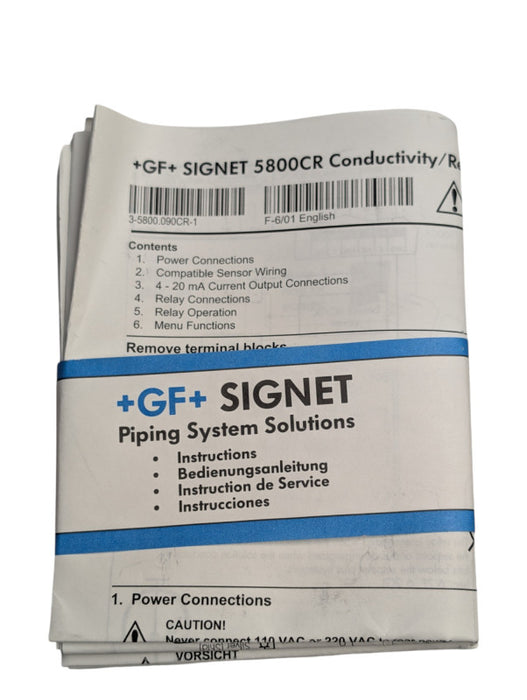 +GF+ SIGNET 5800CR Conductivity/Resistivity Monitor -