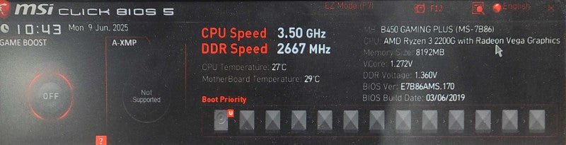 CUSTOM PC - Ryzen 3 2200G, B450 Motherboard, 8GB DDR4, NO GPU/HDD