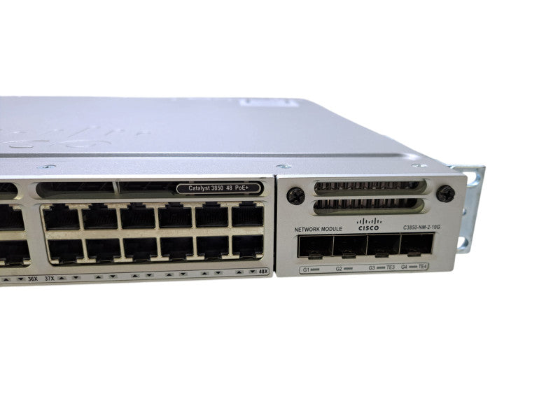 Cisco WS-C3850-48F-E V02 | 48-Port Gigabit PoE+ Switch w/ C3850-NM-2-10G