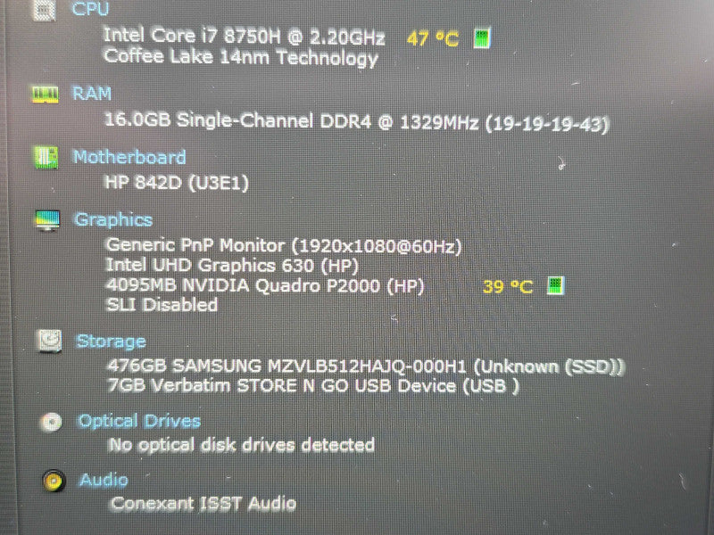 HP ZBook 17 G5 i7-8850H 16GB DDR4 Quadro P2000 512GB SSD READ β Lap200