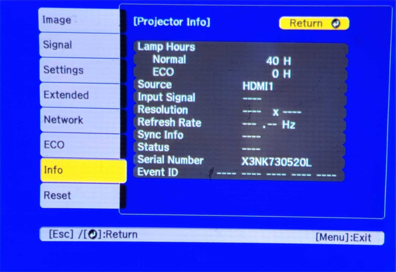 Epson PowerLite Home Cinema 1450 LCD Projector H836A 41 Lamp Hours _