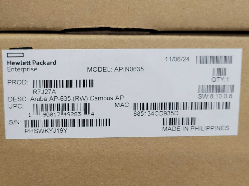 Open-Box HPE R7J27A Aruba AP-635 RW Tri Band Campus Wireless Access Point  Q_