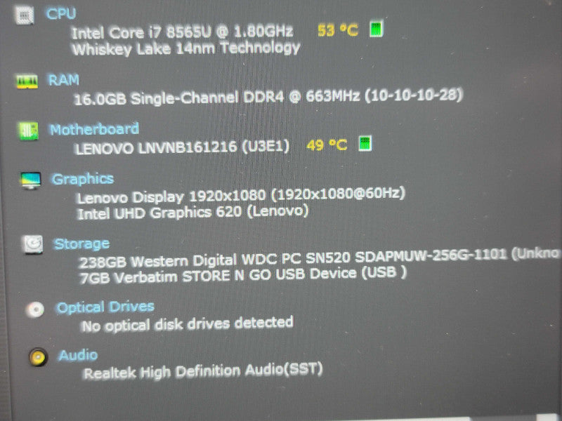 Lenovo ThinkBook 13s-IWL i7-8565U 16GB DDR4 256GB SSD β BudLap