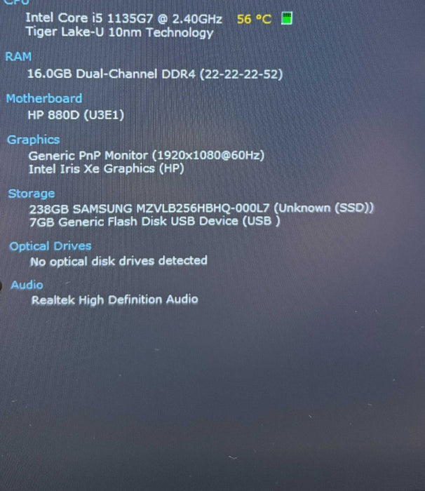 HP EliteBook 840 Aero G8 Core i5-1135G7@2.4GHz 16GB RAM 256GB SSD READ  Lap200