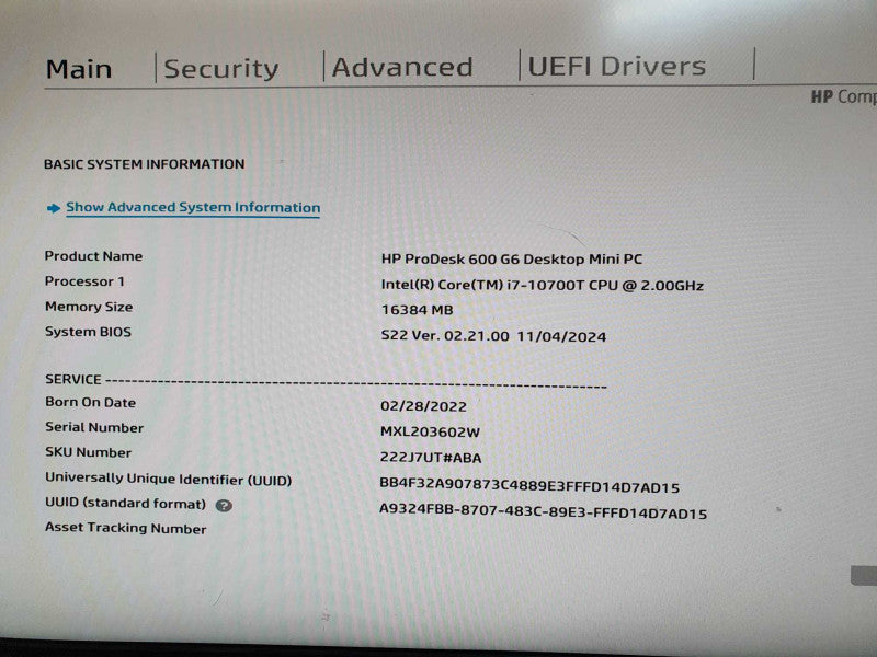 HP ProDesk 800 G6 USFF i7-10700T 2.0GHz 16GB RAM - NO HDD