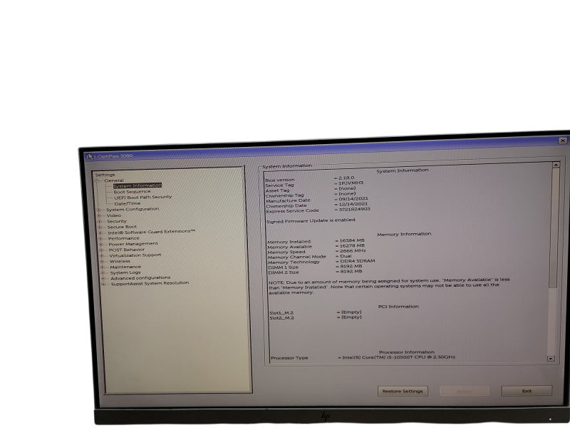 Dell OptiPlex 3080 i5 - 10500T @ 2.30GHz 16GB DDR4 Ram  θ