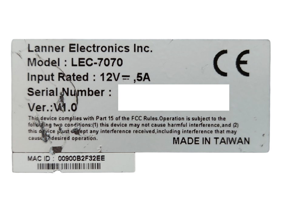 LANNER ELECTRONICS LEC-7070, 2GB DDR3, No HDD