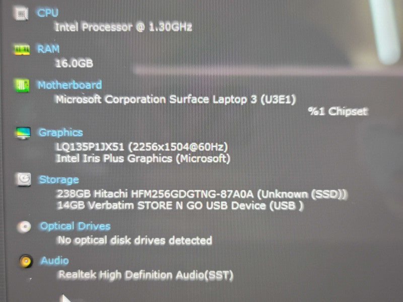 Microsoft Laptop 3 1867 i7-1065G76 16GB RAM 256GB SSD  β Lap200