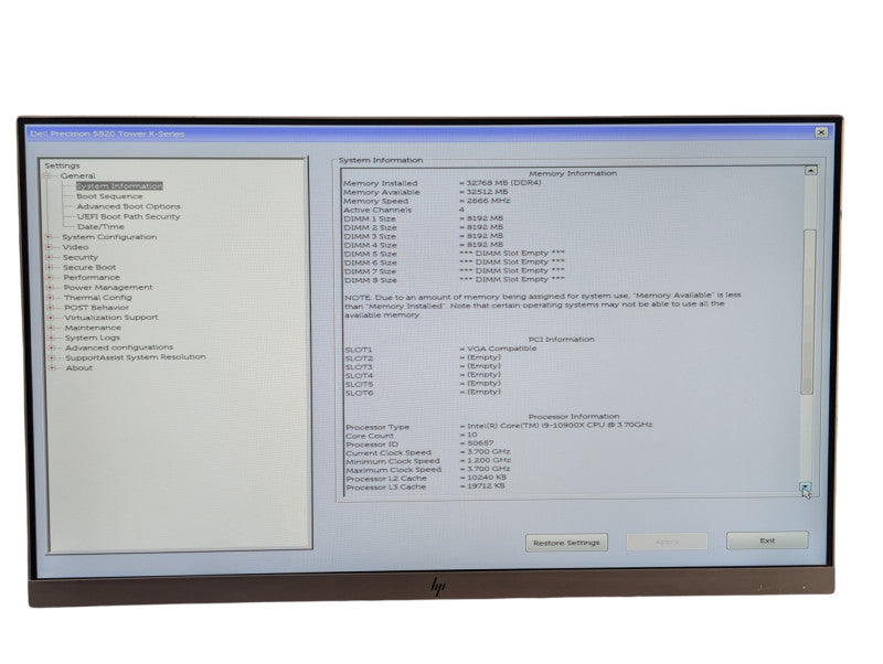 DELL Precision 5820 X-Series Intel Core i9-10900X 32GB RAM 1TB NVMe  -