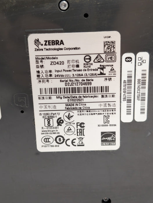 Zebra ZD42H42-D0EE00EZ Direct Thermal Barcode Label Printer  -