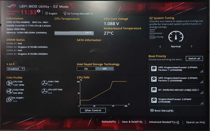 Custom PC, STRIX Z270G GAMING, i7-7700, 16GB DDR4, 256GB NVMe, 1050Ti