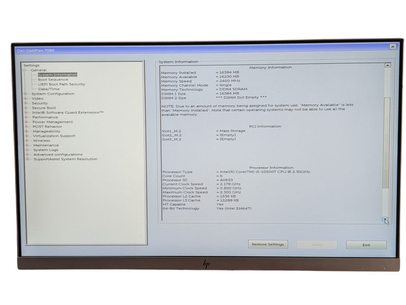 DELL OptiPlex 7080 micro Intel Core i5-10500T 16GB RAM & 256GB NVMe Storage -