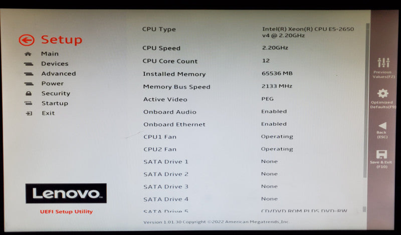 Lenovo ThinkStation P910 2x Xeon E5-2650 v4 64GB DDR4 - No HDD/GPU