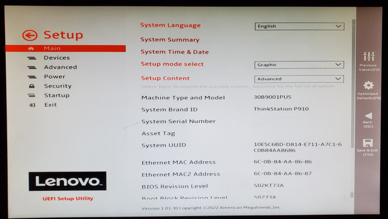 Lenovo ThinkStation P910 2x Xeon E5-2650 v4 64GB DDR4 - No HDD/GPU