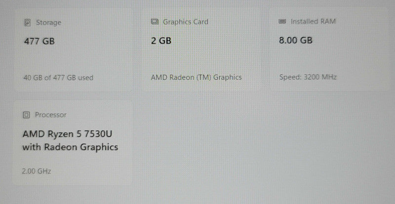 Lenovo IdeaPad Slim 3 15ABR8 Ryzen 5 7530U 8GB RAM 500GB SSD READ β Lap200