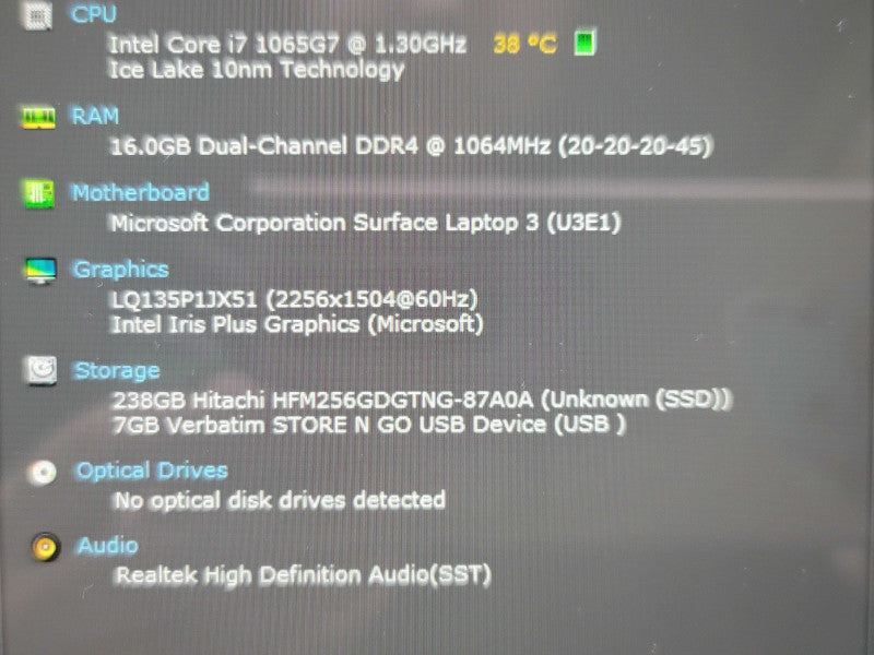 Microsoft Surface Laptop 3 1867 i7-1065G7 16GB RAM 256GB SSD  β Lap200