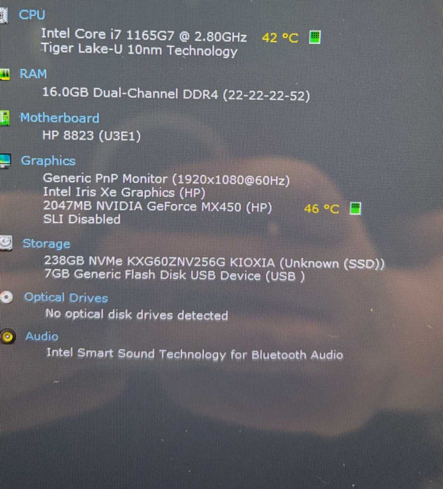 HP ENVY 17 i7-1165G7 GeForce MX450 2GB GPU 16GB RAM 256GB SSD READ!  Lap200