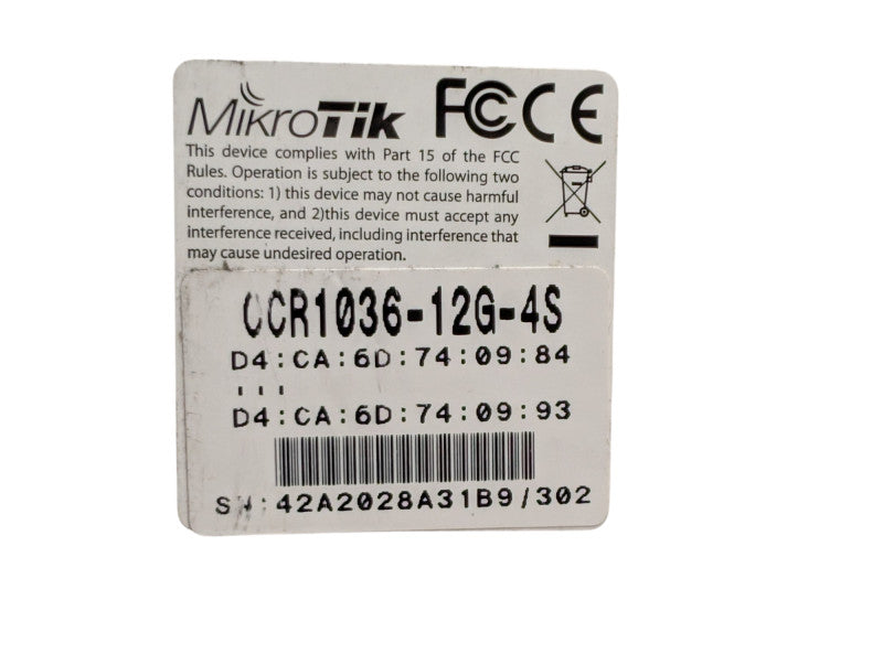 MikroTik Cloud Core Router CCR-1036 12G-4S CCR1036-12G-4S READ  -
