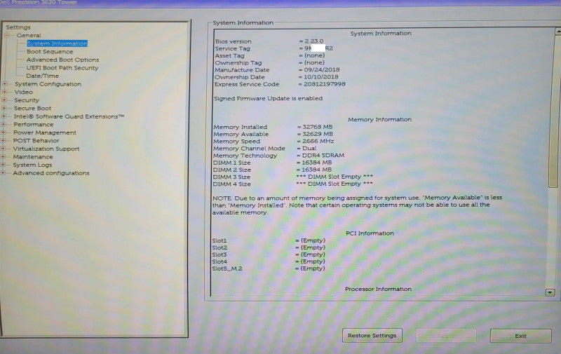 Dell Precision 3630, Intel Xeon E-2146G 3.50GHz, 32GB DDR4, 2x HDD Caddies _