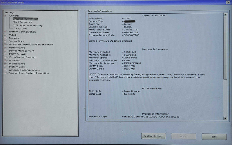 Dell OptiPlex 3080 USFF, i5-10500T, 16GB DDR4, 256GB NVMe, WiFi, 65W PSU