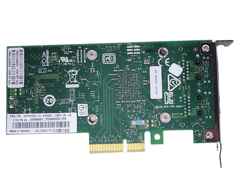 Lenovo 00MM862 Intel X550-T2 2-Port 10GbE 10GBase-T NIC, LP Bracket _