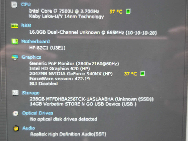 HP Spectre x360 15 i7-7500U 16GB RAM 940MX 256GB SSD FOR PARTS/REPAIR  β BudLap