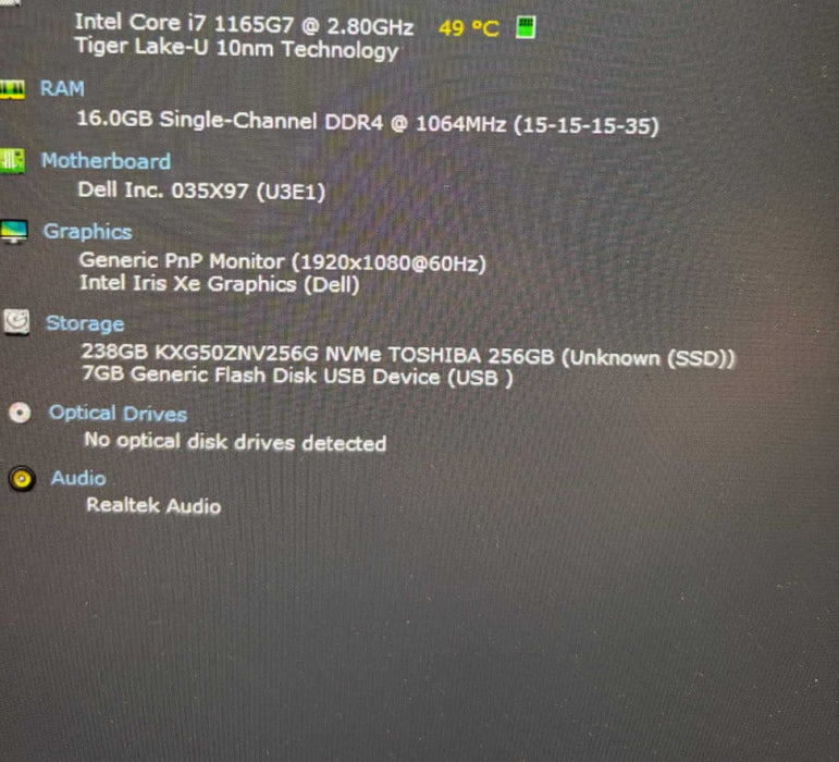 Dell Latitude 5420 TOUCH Core i7-1165G7@2.8GHz 16GB RAM 256GB SSD READ Q Lap200