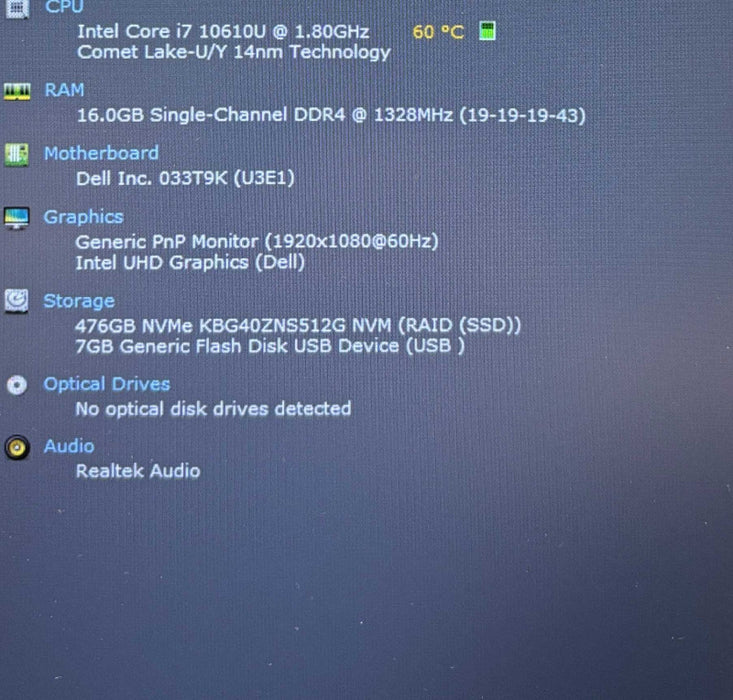 Dell Latitude 5410 Core i7-10610U@1.8GHz 16GB RAM 512GB SSD  Lap200
