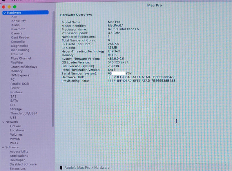 Apple Mac Pro 2013, Xeon E5-1650V2 3.5GHz 16GB RAM, AMD D500 3GB, 256GB SSD _