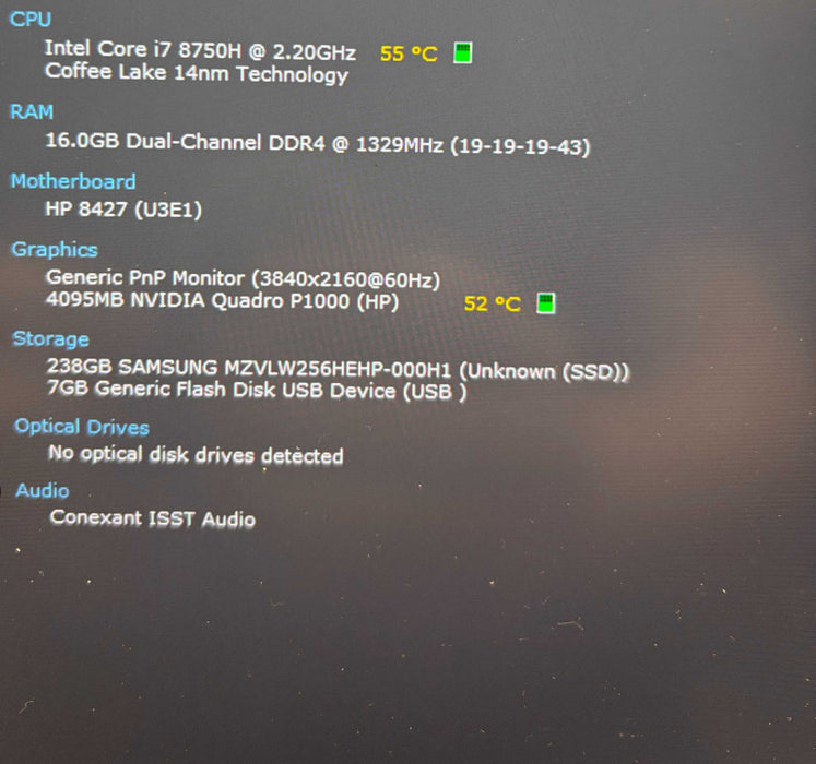 HP ZBook Studio G5 "4K" i7-8750H QUADRO P1000 4GB GPU 16GB RAM 256SSD READ!  Lap200