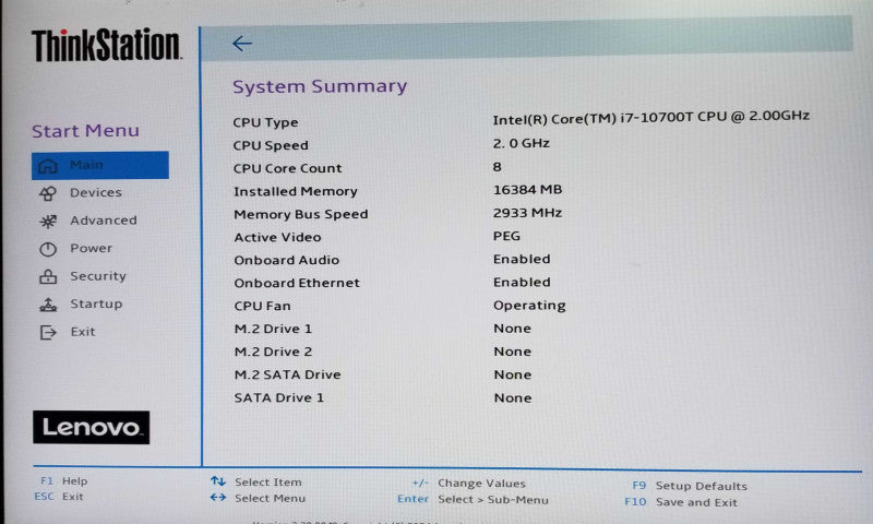 Lenovo ThinkStation P340 USFF Intel i7-10700T CPU 2.00GHz 16GB RAM NO HDD