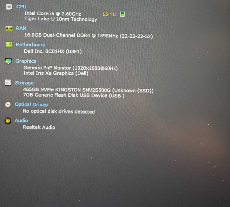 Dell Latitude 3520 Core i5-1145G7@2.6GHz 16GB RAM 256GB SSD READ  Lap200