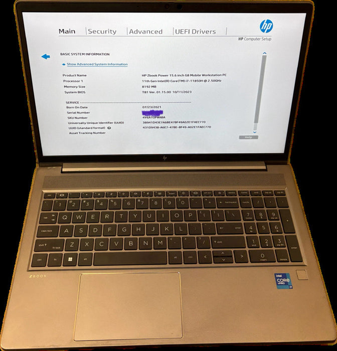 HP ZBook Power G8 i7-11850H 8GB RAM Damaged Corner For Parts/Repair READ!  Lap200