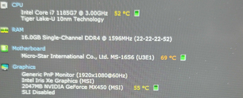 MSI Prestige 15 | i7-1185G7| 16GB DDR4| MX450| FOR PARTS/REPAIR β Lap200