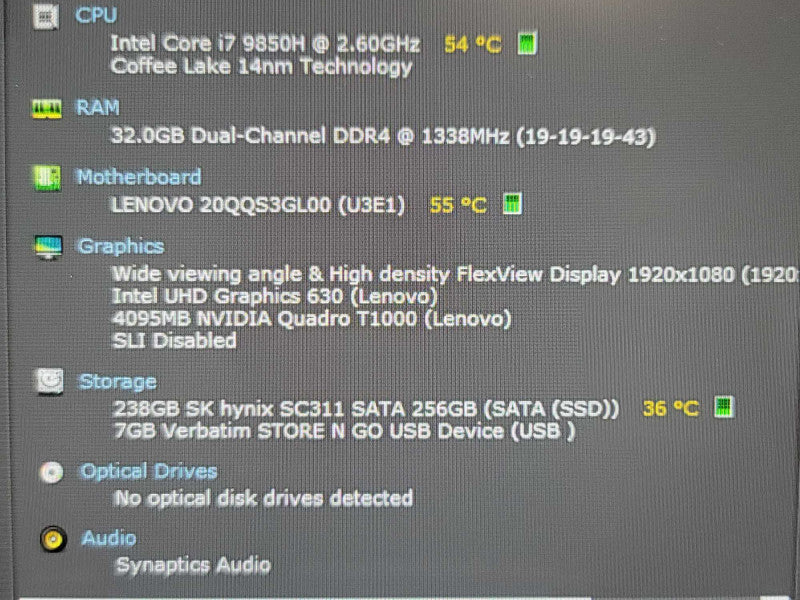 Lenovo ThinkPad P53| i7-9850H| 32GB DDR4| Quadro T1000 256GB SSD  β Lap200