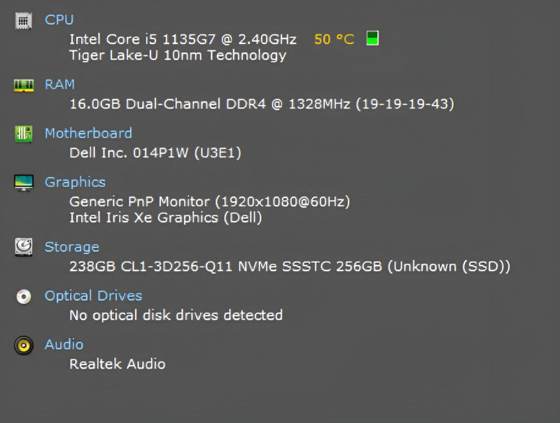 Dell Latitude 5420, i5-1135G7 2.40GHz, 16GB DDR4, 256GB NVMe, No PWR  Lap200